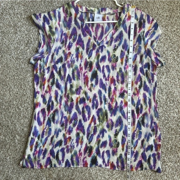 Cabi Colorful Rainbow Lightweight Short Sleeve Blouse Casual Summer Large - Picture 5 of 7